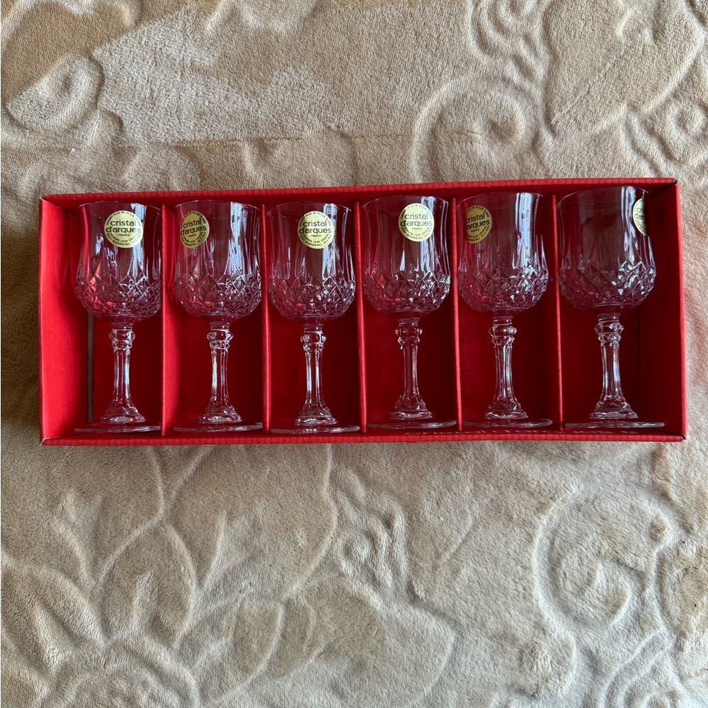 Crystal D'arques 6 Longchamp 6 cl In Original Box Vintage Gift